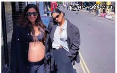 Sonam Kapoor Flaunts Her Baby Bump With Rhea Kapoor In London